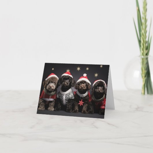Cockapoo Puppies Kerst Kaart (Voorkant)