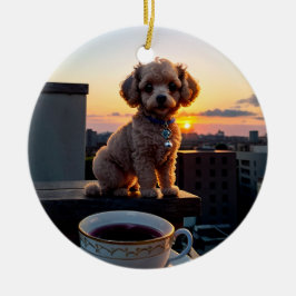 Cockapoo puppy enjoying coffee | Morning Joy with  Keramisch Ornament
