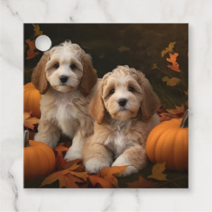 Cockapoo Puppy Herfst Delight Pompoen Bedankjes Labels
