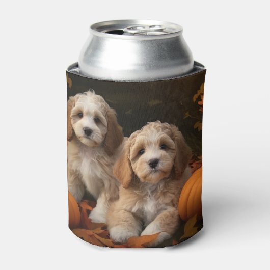 Cockapoo Puppy Herfst Delight Pompoen Blikjeskoeler (Blikje Voorkant)