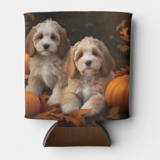 Cockapoo Puppy Herfst Delight Pompoen Blikjeskoeler (Voorkant)