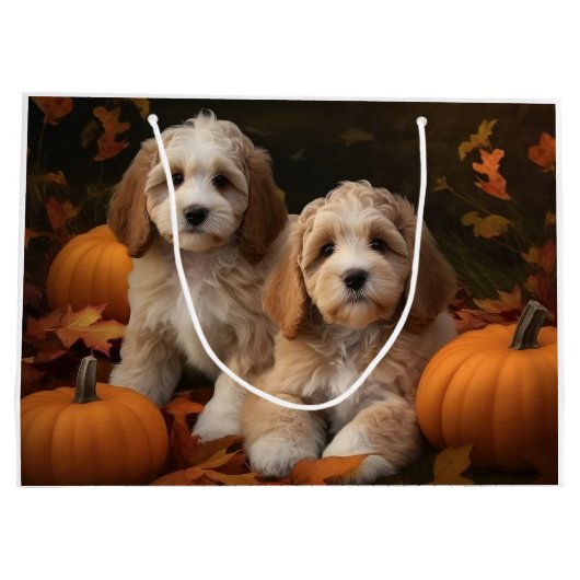 Cockapoo Puppy Herfst Delight Pompoen Groot Cadeauzakje (Achterkant)