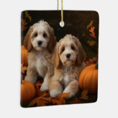 Cockapoo Puppy Herfst Delight Pompoen Keramisch Ornament (Rechts)