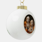 Cockapoo Puppy Herfst Delight Pompoen Keramische Bal Ornament (Links)