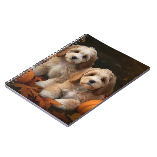 Cockapoo Puppy Herfst Delight Pompoen Notitieboek (Linkerzijde)