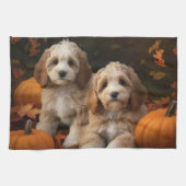 Cockapoo Puppy Herfst Delight Pompoen Theedoek (Horizontaal)