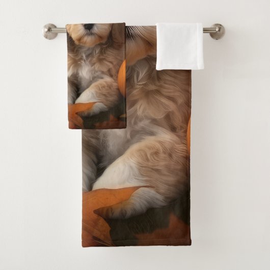 Cockapoo Puppy Herfst Plezier Pompoen  Bad Handdoek (Insitu)