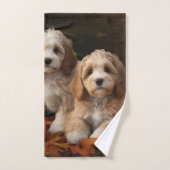 Cockapoo Puppy Herfst Plezier Pompoen  Bad Handdoek (Handdoek)