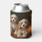 Cockapoo Puppy Herfst Plezier Pompoen  Blikjeskoeler (Blikje Voorkant)