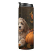 Cockapoo Puppy Herfst Plezier Pompoen Thermosbeker (Geroteerd rechts)