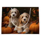 Cockapoo Puppy Herfstvreugde Pompoen Groot Cadeauzakje (Voorkant)
