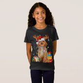 Cockapoo Reindeer kerstlampjes Funny Dog T-shirt (Voorkant volledig)