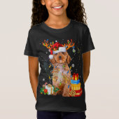 Cockapoo Reindeer kerstlampjes Funny Dog T-shirt (Voorkant)