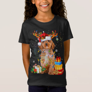 Cockapoo Reindeer kerstlampjes Funny Dog T-shirt