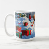 Cockapoo Rent in de Sneeuw met Kerstmuts Koffiemok (Links)