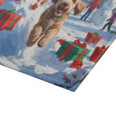 Cockapoo Rent in de Sneeuw met Kerstmuts Snijplank (Hoek)