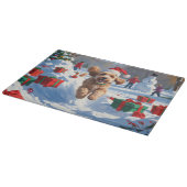 Cockapoo Rent in de Sneeuw met Kerstmuts Snijplank (Hoek)