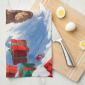 Cockapoo Rent in de Sneeuw met Kerstmuts Theedoek (Quarter Fold)
