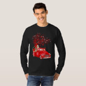 Cockapoo Riding Red Truck Valentijn Butterfly Hear T-shirt (Voorkant volledig)