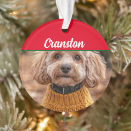 Cockapoo Santa Dog met naam en foto Ornament