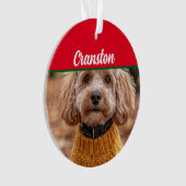 Cockapoo Santa Dog met naam en foto Ornament (voorkant)