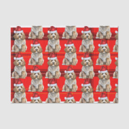 Cockapoo Santa Dog tijdens de rode kerstvakantie Tissuepapier