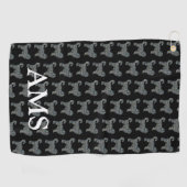 Cockapoo Schattige Dog Silhouette Y&B Grid Zwart Golfhanddoek (Horizontaal)