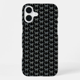 Cockapoo Silhouet Geel & Zwart Raster iPhone 16 Plus Hoesje