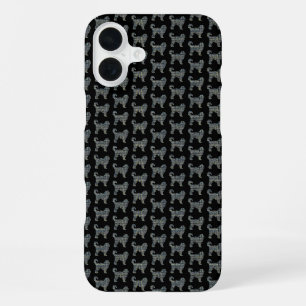 Cockapoo Silhouet Geel & Zwart Raster iPhone 16 Plus Hoesje