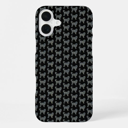 Cockapoo Silhouet Geel & Zwart Raster iPhone Hoesje (Achterkant)