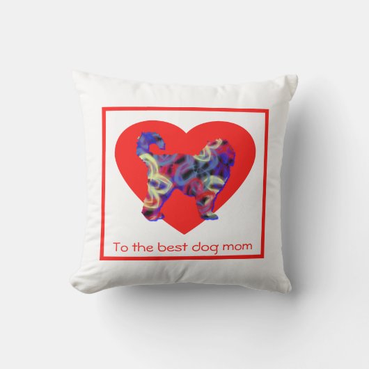 Cockapoo Silhouette Dog Red Heart Moederdag Kussen (Voorkant)