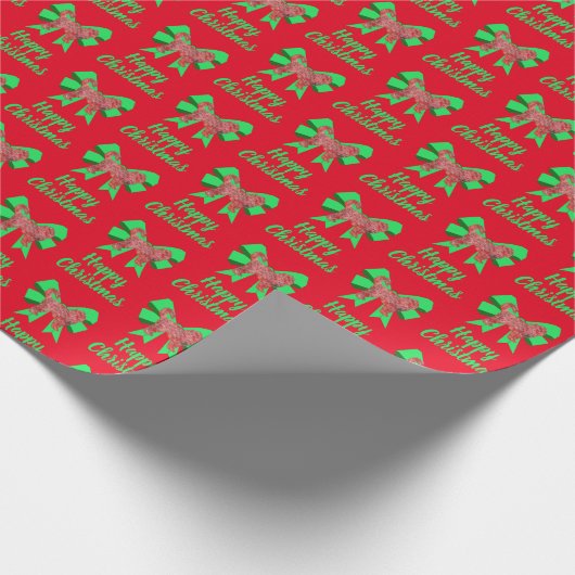 Cockapoo Silhouette Red Kersthond en Groene Bow Cadeaupapier (Hoek)