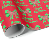 Cockapoo Silhouette Red Kersthond en Groene Bow Cadeaupapier (Rol Hoek)