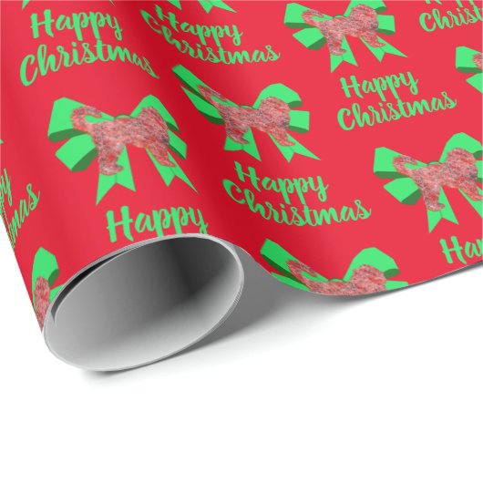 Cockapoo Silhouette Red Kersthond en Groene Bow Cadeaupapier (Rol Hoek)