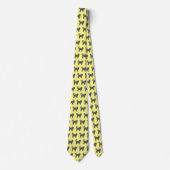 Cockapoo Silhouette Yellow & Black Grid Yellow Stropdas (Voorkant)