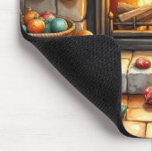 Cockapoo Sitting by Fireplace with Christmas Light Muismat (Hoek)