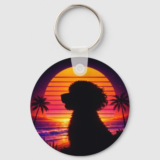 Cockapoo-sleutelhanger - Retro Cockapoo-hondenlief Sleutelhanger (Voorkant)