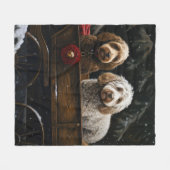 Cockapoo Sneeuw slee Christmas decoratie    Fleece Deken (Voorkant (Horizontaal))
