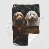Cockapoo Sneeuw slee Christmas decoratie Golfhanddoek (Insitu)