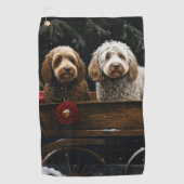 Cockapoo Sneeuw slee Christmas decoratie Golfhanddoek (Voorkant)