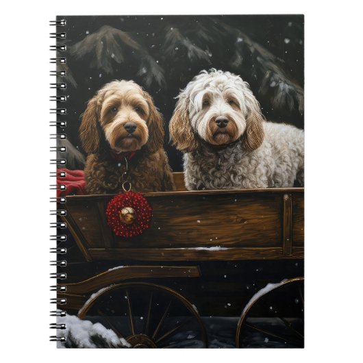 Cockapoo Sneeuw slee Christmas decoratie Notitieboek (Voorkant)