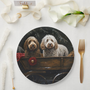 Cockapoo Sneeuw slee Christmas decoratie    Papieren Bordje
