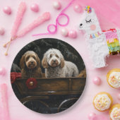 Cockapoo Sneeuw slee Christmas decoratie    Papieren Bordje (Feest)