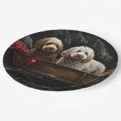 Cockapoo Sneeuw slee Christmas decoratie    Papieren Bordje (Gekanteld)