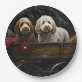 Cockapoo Sneeuw slee Christmas decoratie    Papieren Bordje (Voorkant)