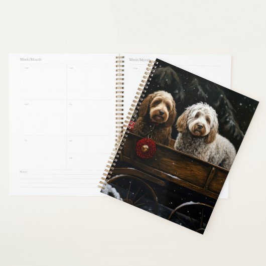 Cockapoo Sneeuw slee Kerstmis decoratie Planner (Display)
