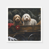 Cockapoo Sneeuw slee Kerstmis Decoratie   Servet (Voorkant)