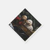 Cockapoo Sneeuw slee Kerstmis Decoratie   Servet (Hoek)