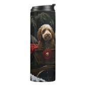Cockapoo Sneeuw slee Kerstmis decoratie     Thermosbeker (Gedraaid links)