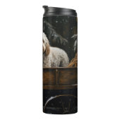 Cockapoo Sneeuw slee Kerstmis decoratie     Thermosbeker (Geroteerd rechts)